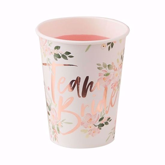 Picture of TEAM BRIDE FLORAL PAPER CUPS - FLORAL HEN PARTY