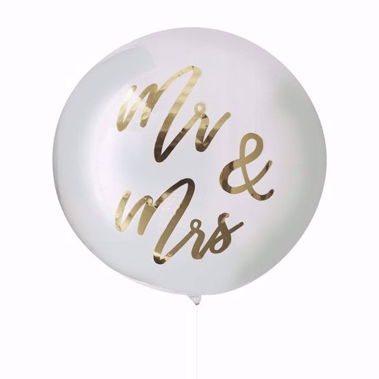 Picture of GOLD MR & MRS ORB BALLOON DECORATION - GOLD WEDDING