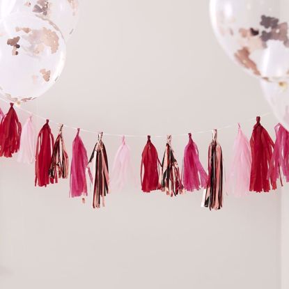 Picture of Rose Gold & Mixed Pink Tassel Bunting