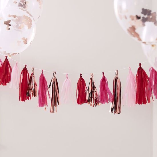 Picture of Rose Gold & Mixed Pink Tassel Bunting