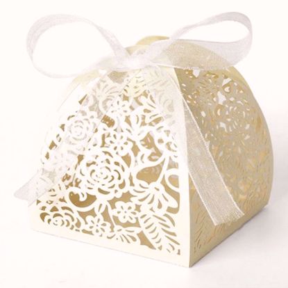 Picture of 50 Ivory Laser Cut Favor Box