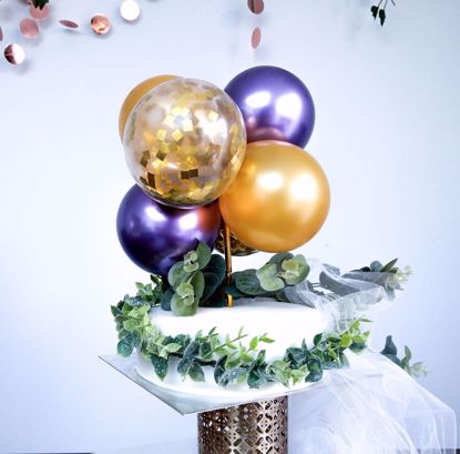 Picture of GOLD AND CHROME PURPLE CAKE TOPPER MINI GARLAND