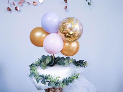 Picture of BALLOON CAKE TOPPER MINI GARLAND PINK LILAC GOLD