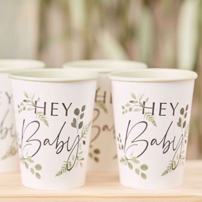 Picture of Hey Baby Shower Paper Cups Botanical