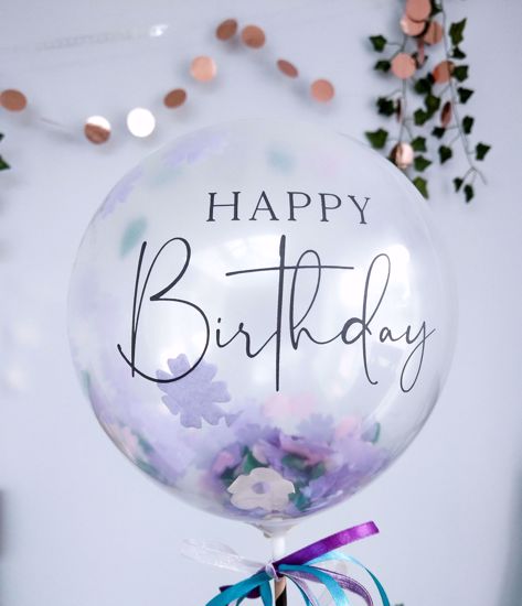 Picture of HAPPY BIRTHDAY BALLOON CAKE TOPPER FLOWER CONFETTI
