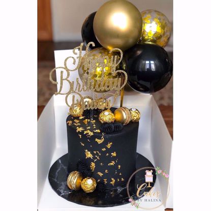 Picture of Confetti Balloon Cake Topper 5" Chrome Gold