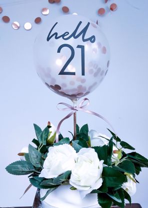 Picture of Balloon Cake Topper Birthday Hello 18 21 30 40 50