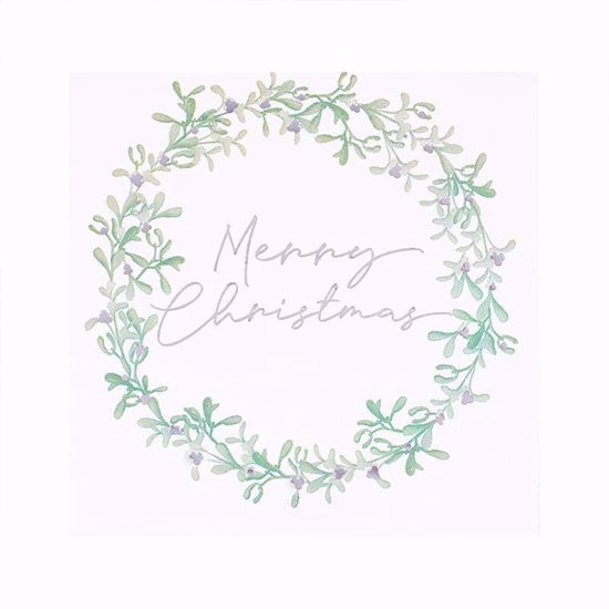 Picture of MERRY CHRISTMAS MISTLETOE WREATH CHRISTMAS NAPKINS