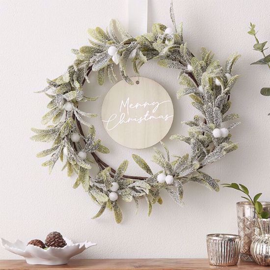 Picture of MISTLETOE AND MERRY CHRISTMAS DOOR WREATH
