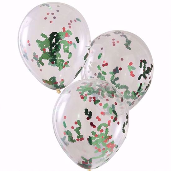 Picture of CHRISTMAS HOLLY AND BERRIES CONFETTI PARTY BALLOONS
