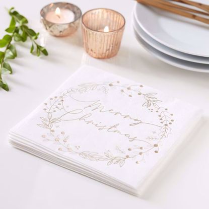Picture of GOLD FOILED MERRY CHRISTMAS WREATH CHRISTMAS NAPKINS