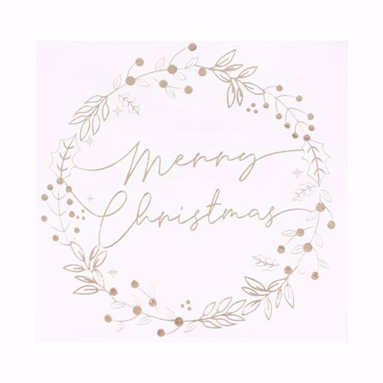 Picture of GOLD FOILED MERRY CHRISTMAS WREATH CHRISTMAS NAPKINS