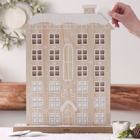Picture of WOODEN REUSEABLE ADVENT CALENDAR HOUSE