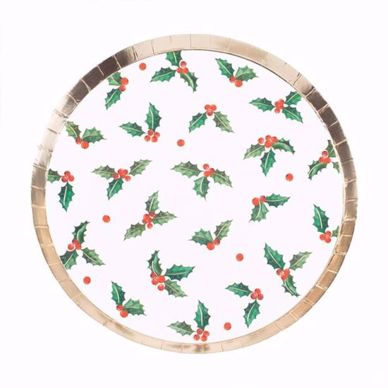 Picture of CHRISTMAS HOLLY LEAF PAPER PARTY PLATES