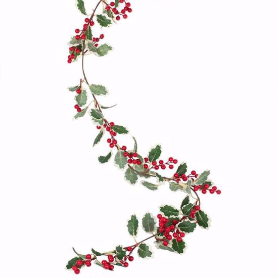 Picture of ARTIFICIAL HOLLY AND BERRIES CHRISTMAS GARLAND