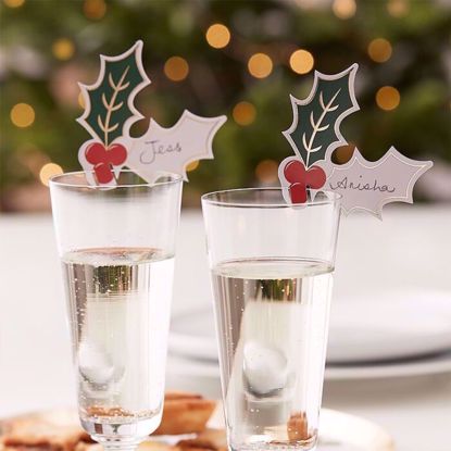 Picture of CHRISTMAS PARTY HOLLY GLASS DECORATIONS