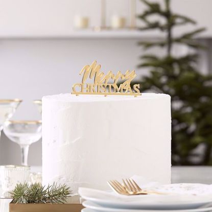 Picture of MERRY CHRISTMAS GOLD ACRYLIC CAKE TOPPER
