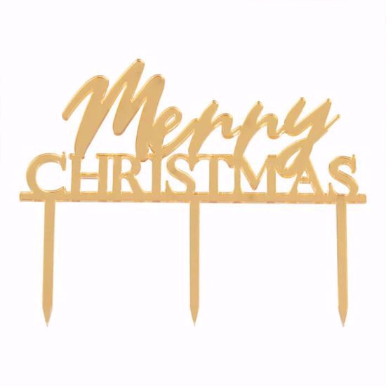 Picture of MERRY CHRISTMAS GOLD ACRYLIC CAKE TOPPER