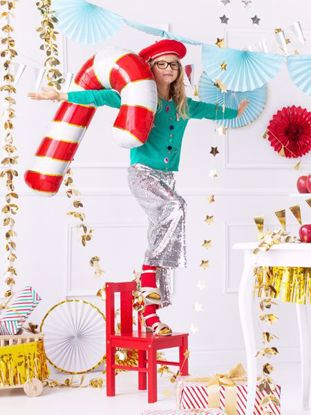 Picture of Red Candy Cane Foil Balloon Christmas