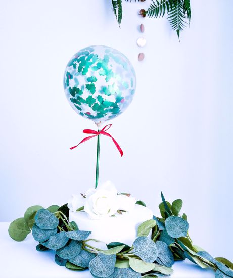Picture of Christmas Balloon Cake Topper Holly Berries