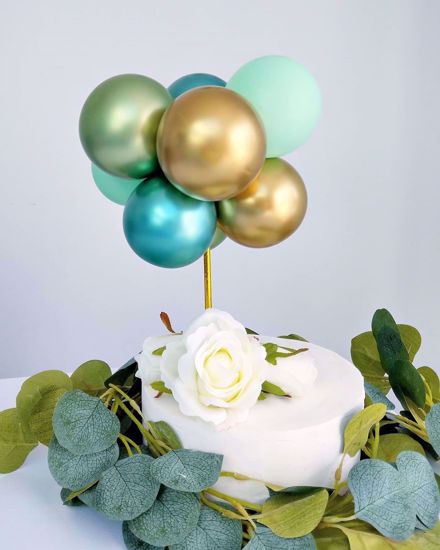 Picture of BALLOON CAKE TOPPER GARLAND GREEN CHROME BUNCH