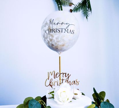 Picture of Merry Christmas Balloon Cake Topper  Tissue Gold Tree