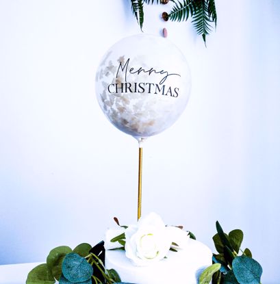 Picture of Merry Christmas Balloon Cake Topper  Tissue Gold Tree Confetti