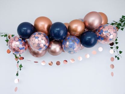 Picture of Rose Gold Balloon Arch Garland Navy Confetti