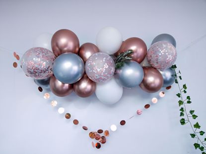 Picture of Rose Gold Balloon Arch Garland Silver Chrome Confetti