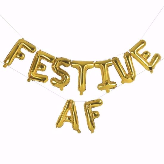 Picture of CHRISTMAS PARTY DECORATIONS FOILED 'FESTIVE AF' BALLOON BUNTING