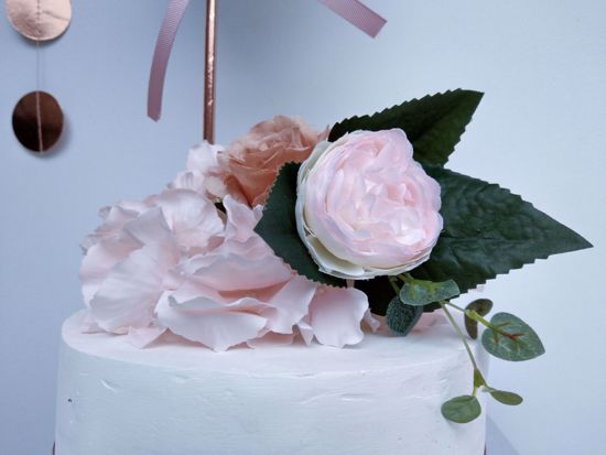 Picture of ROSE GOLD BALLOONS CAKE TOPPER BIRTHDAY FLOWERS