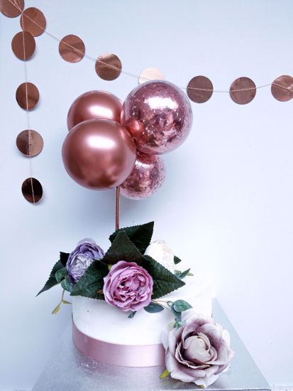 Picture of ROSE GOLD BALLOONS CAKE TOPPER CHROME BIRTHDAY