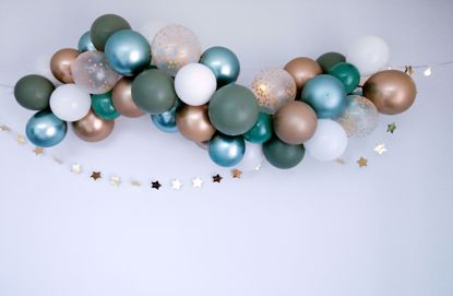 Picture of Gold Balloon Garland Blush Arch Eucalyptus Botanical