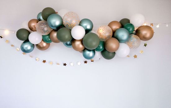 Picture of Gold Balloon Garland Blush Arch Eucalyptus Botanical