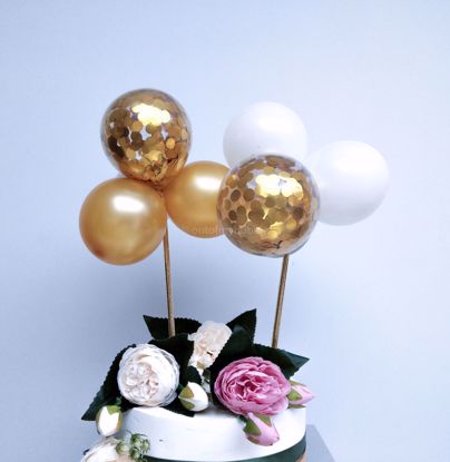 Picture of Balloon Cake Topper Gold White