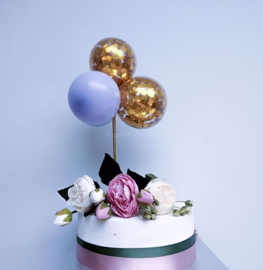 Picture of Balloon Cake Topper Gold Confetti Lilac