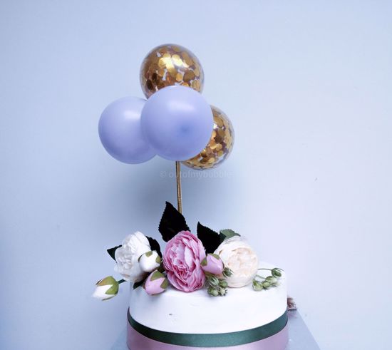 Picture of Balloon Cake Topper Gold Confetti Lilac