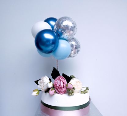 Picture of Balloon Cake Topper Blue Chrome White