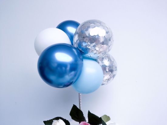 Picture of Balloon Cake Topper Blue Chrome White