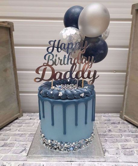 Picture of Balloon Cake Topper Mini Garland Navy Blue Silver Confetti