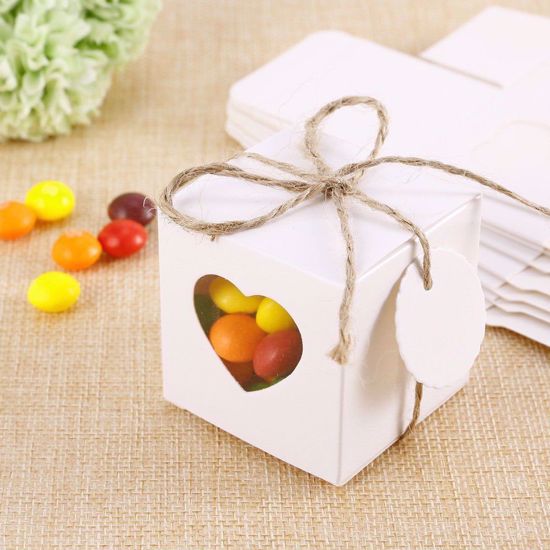 Picture of Heart Cut White Favor Boxes Wedding