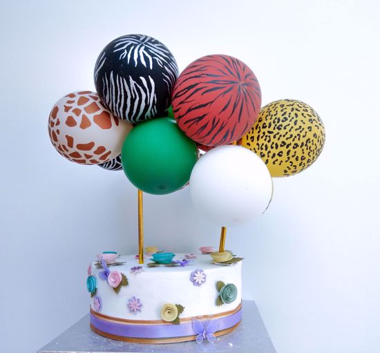 Picture of ANIMAL PRINT BALLOON CAKE TOPPER SAFARI TROPICAL JUNGLE