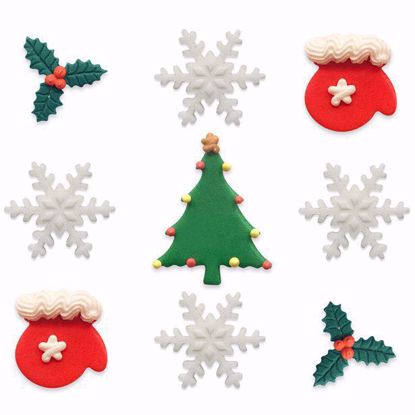 Picture of Merry Little Christmas Assortment Sugar Cake Toppers - 9pk