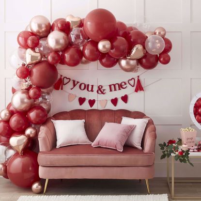 Picture of Red, Pink, Rose Gold Chrome Balloon Arch Kit