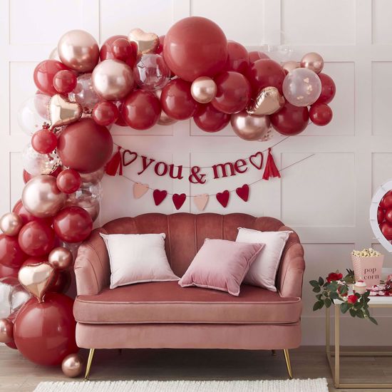 Picture of Red, Pink, Rose Gold Chrome Balloon Arch Kit