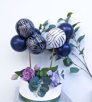 Picture of Navy and Zebra Balloons Print Cake Topper