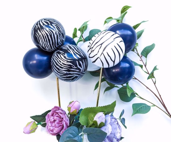 Picture of Navy and Zebra Balloons Print Cake Topper