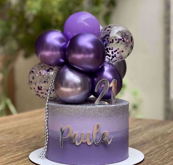 Picture of Purple Chrome Lilac Balloon Cake Topper