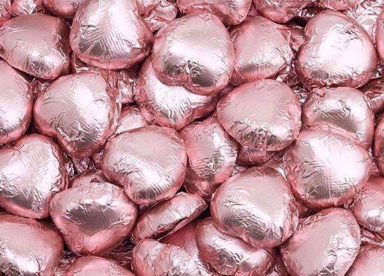 Picture of Rose Gold Foil Wrapped Chocolate Hearts