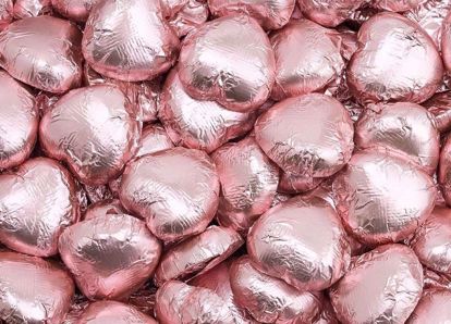 Picture of Rose Gold Foil Wrapped Chocolate Hearts
